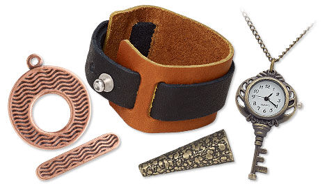 toggle clasp, leather cuff bracelet, pendant