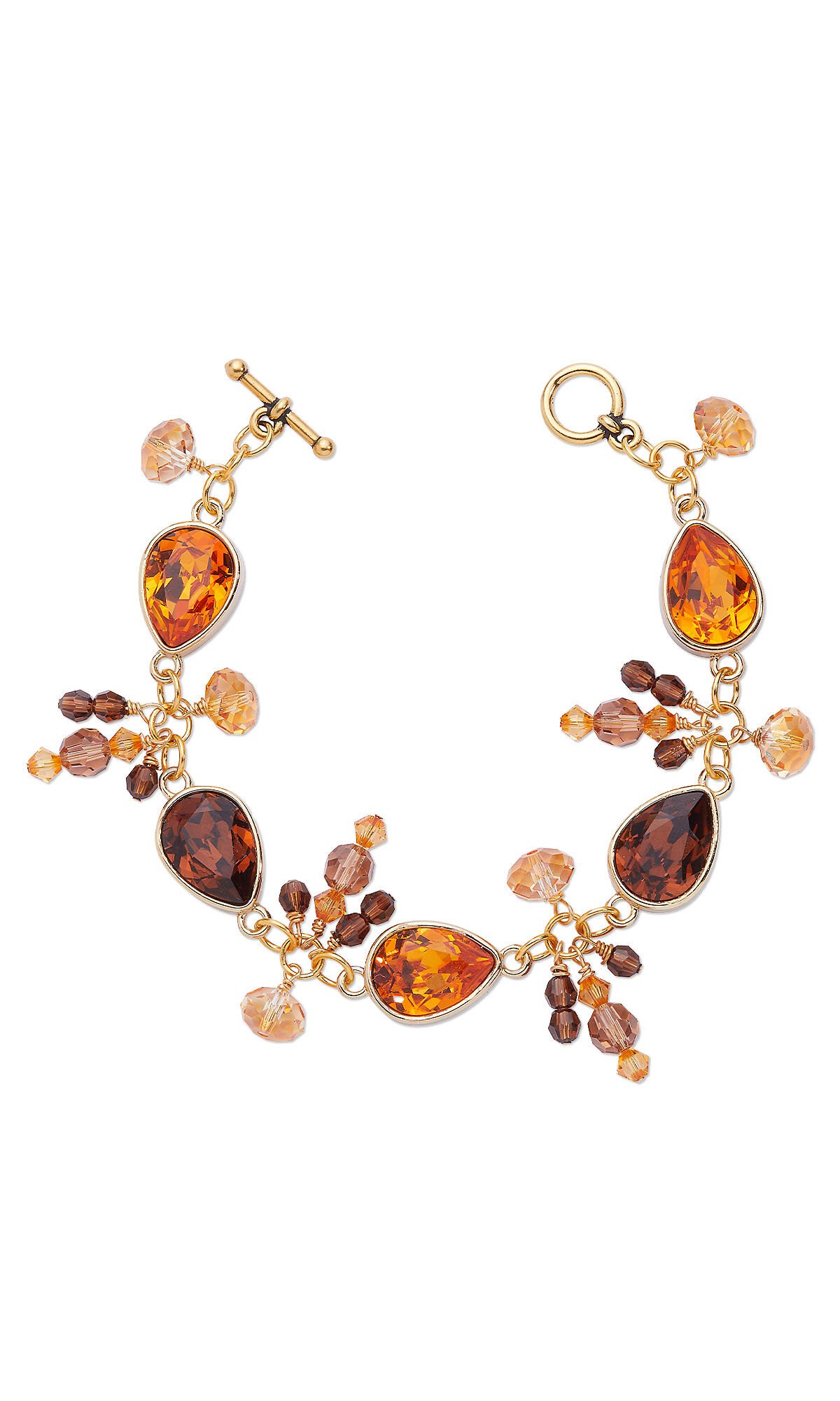 Design Idea R J 2 Y - Bracelet with honey-hued crystal teardrops and smaller crystal beads dangling from the sides