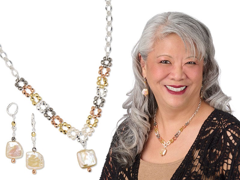 Model wearing jewelry made with chain