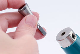 Putting the mandrel on the Conetastic tool