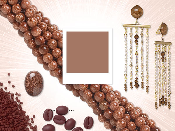 Beads and earring design in the color palet of mocha mousse