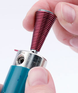 What it looks like when the wire has wrapped up the entire mandrel