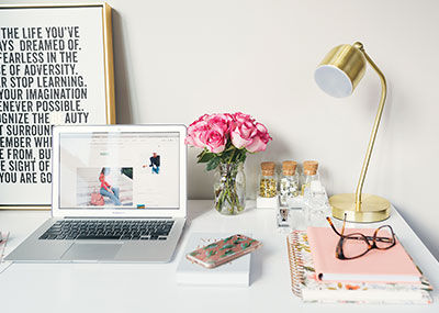 Desk with office supplies