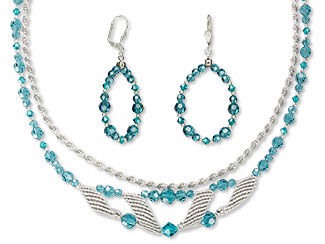 Double-Strand Necklace and Earring Set with