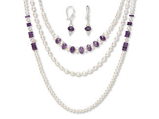 Triple-Strand Necklace and Earring Set