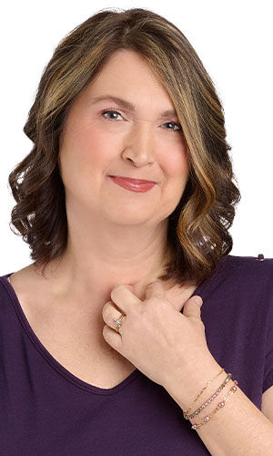 Design Idea S B 2 S &ndash; Model wearing three bracelet set made with Crystal Passions bicones and pearls with gold-finished chain