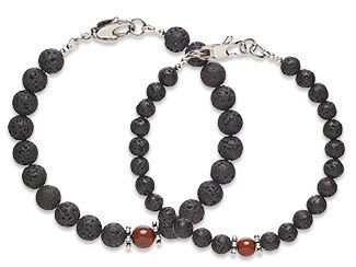 Image of 2 bracelets made primarily with lava beads