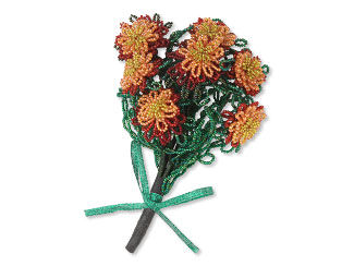 Design Idea A 8 F P - bouquet of red and yellow beaded flowers