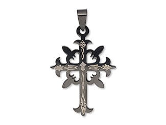 Product 9 45 4 J D - Black cross with a rosette pattern in the center and white detailing.