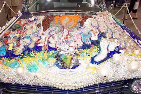Hood of beaded Cadillac