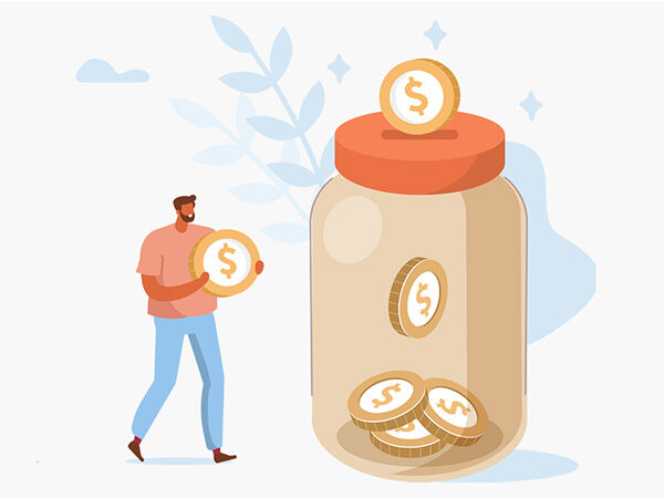 People putting coins in a jar