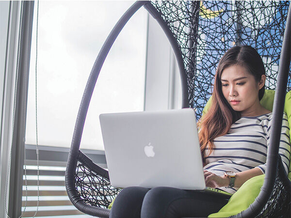 Woman using a laptop computer