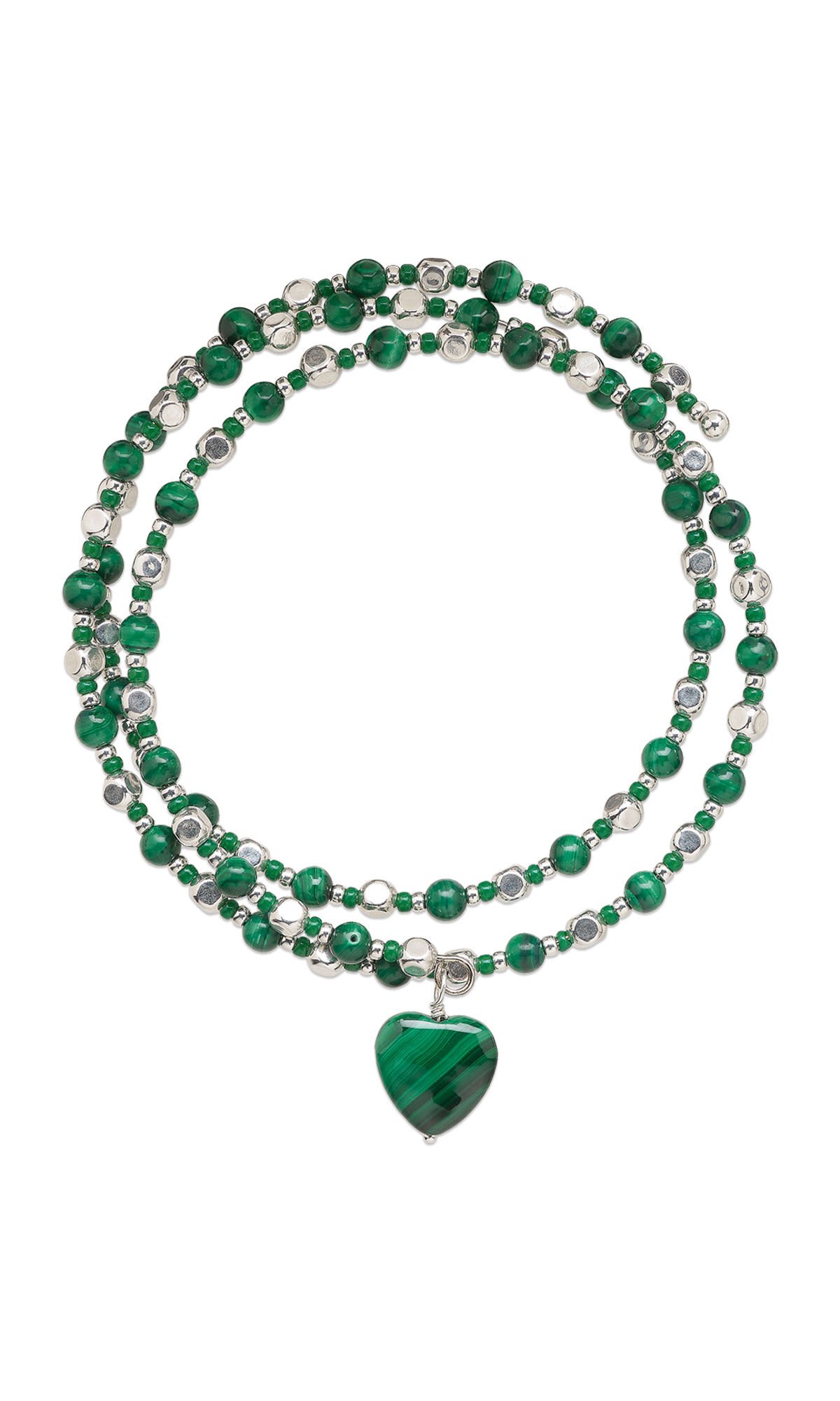 Design Idea R E 2 C bracelet with silver metal beads and green malachite beads
