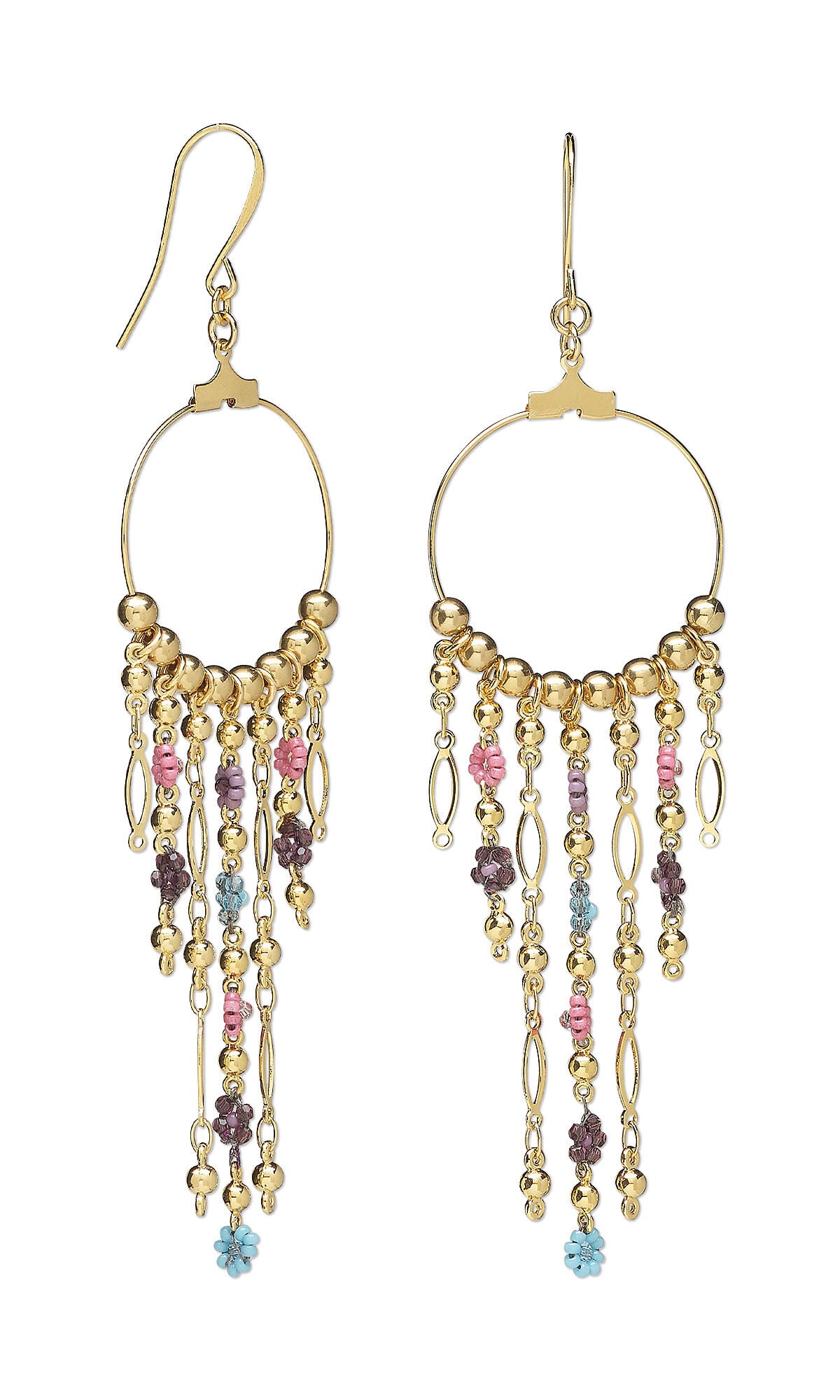 Design Idea S B 2 M &ndash; Chandelier earrings made with Crystal Passions rounds, Miyuki seed beads and gold-plated links