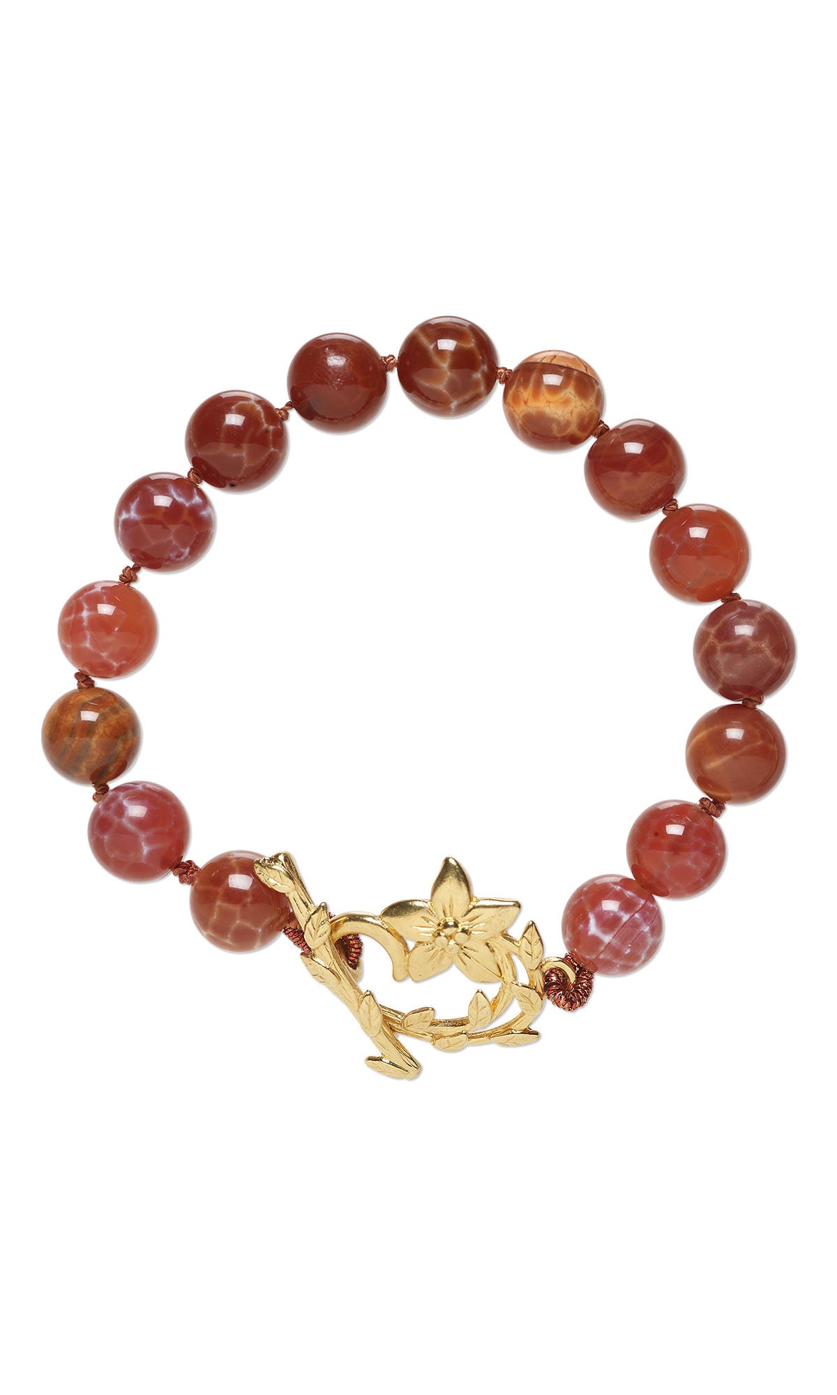 Design Idea S D 3 P &ndash; Stretch bracelet made with fire crackle and dendritic ocean agate gemstone beads and pewter shell charm