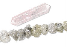 Diamond chips and rose quartz gemstones