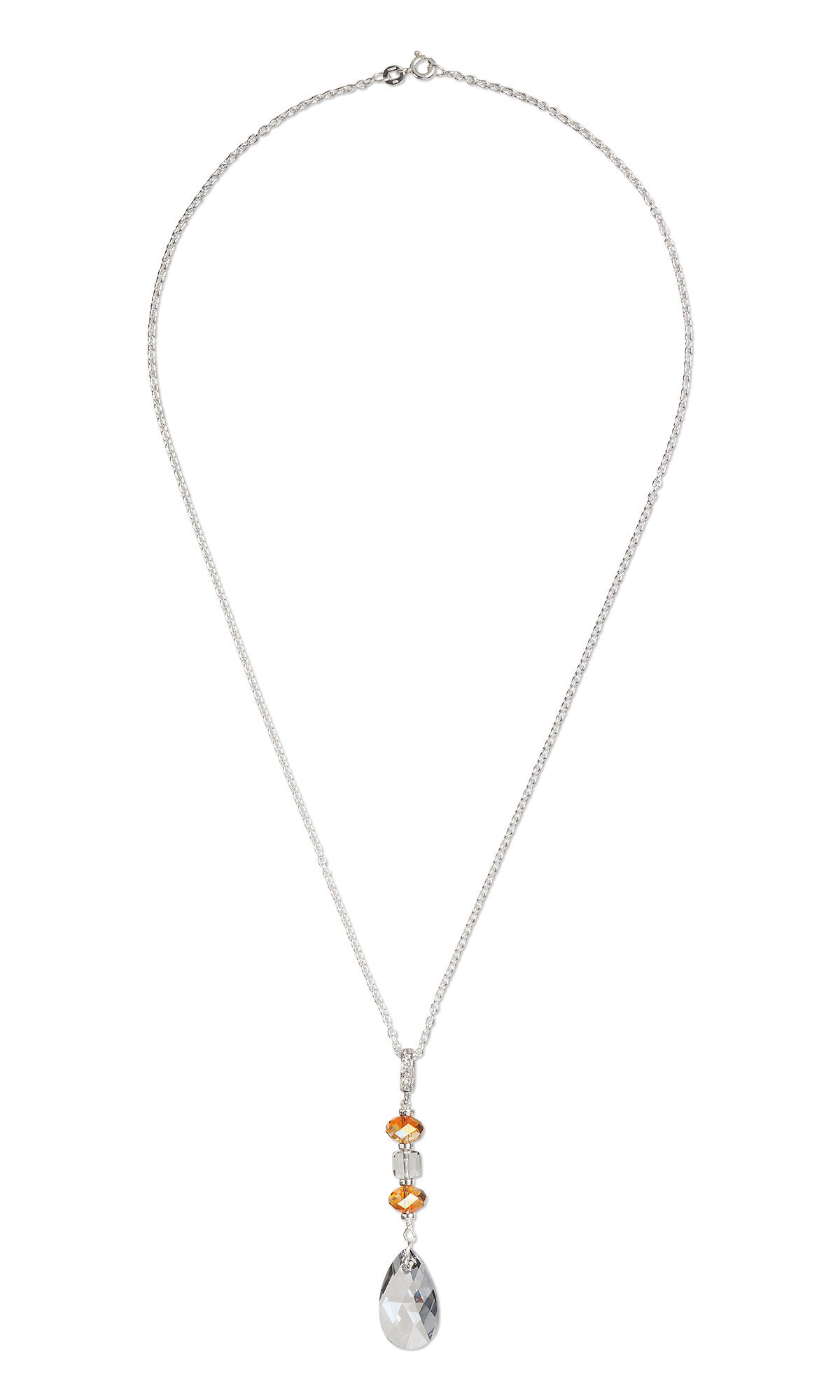 Dazzling Persian red crystal beads provide a gorgeous contrast to the shadowy hues of crystal urban grey in this sophisticated, dramatic necklace.