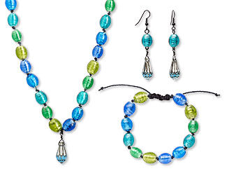 Single-Strand Necklace, Bracelet and Earring Set