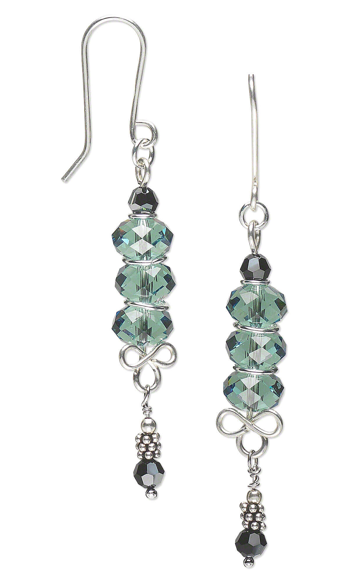 Earrings with Crystal Passions Beads Sterling Silver Beads and Wirework