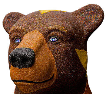 Face of beaded bear