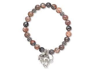 Design Idea R F 3 4 - Leopard Jasper and Labradorite Gemstone Beads, Metal Beads and Heart Charm