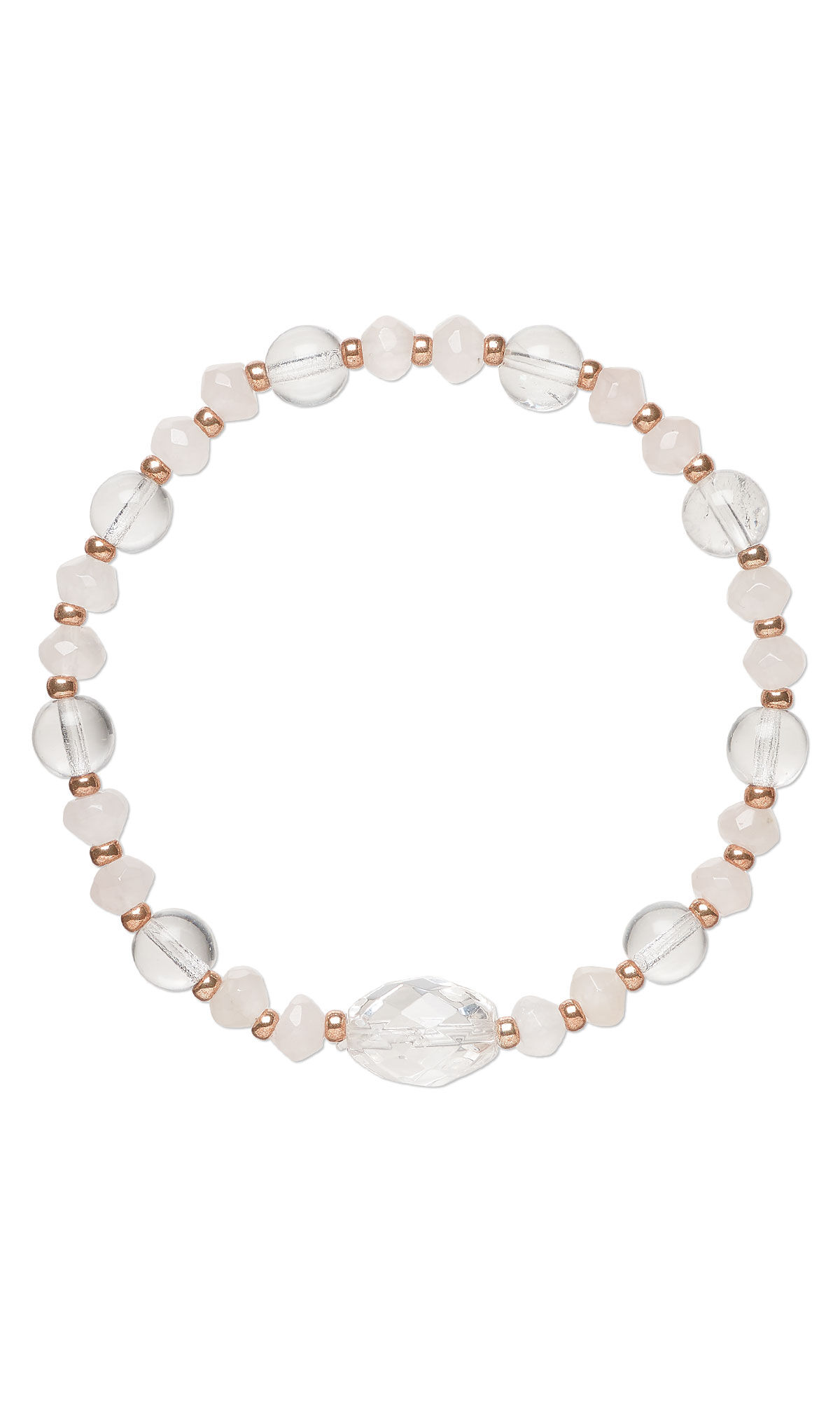 Design Idea S D 3 K &ndash; Stretch bracelet made with rose quartz and quartz crystal gemstone beads and Miyuki seed beads
