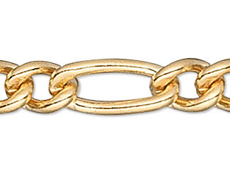 Gold chain with a pattern of three short links followed by one long one