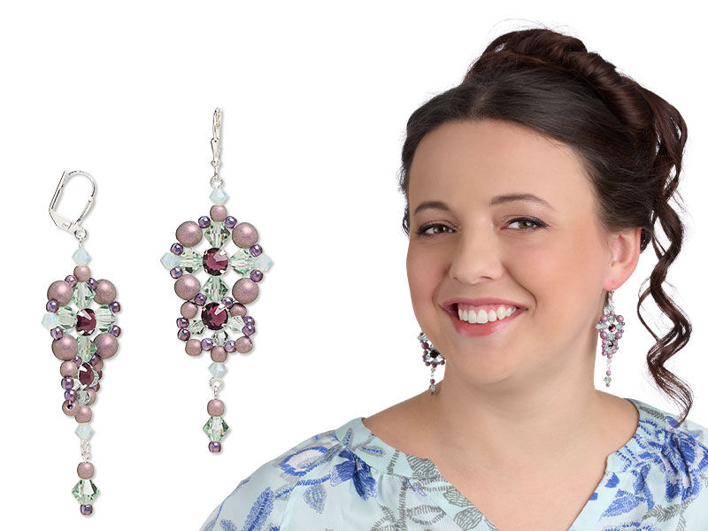 Model wearing earrings made leverback ear wires