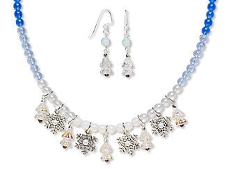 Single-Strand Snowflake Necklace and Earrings