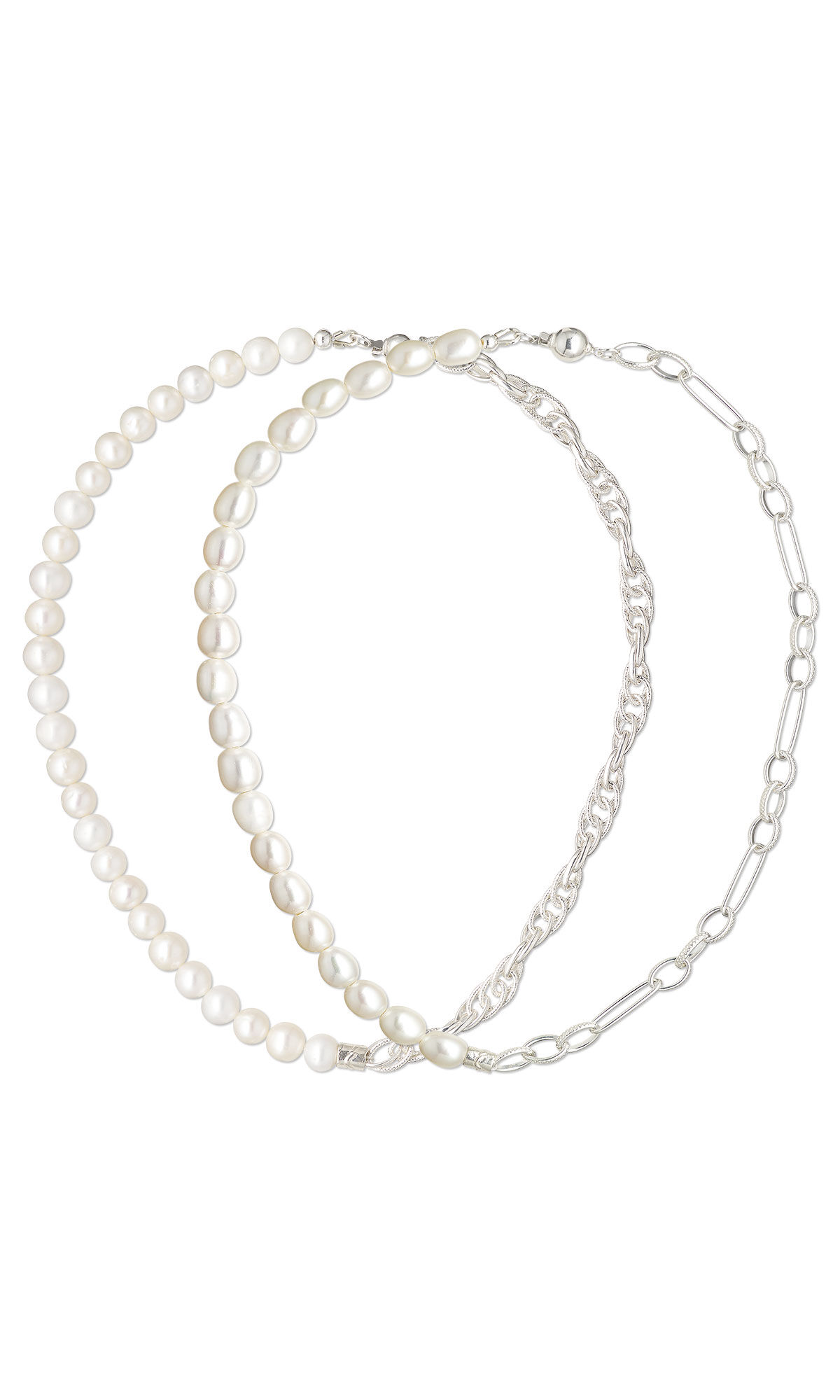 Two half chain half pearl necklaces