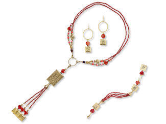 Double-Strand Necklace, Bracelet and Earring Set