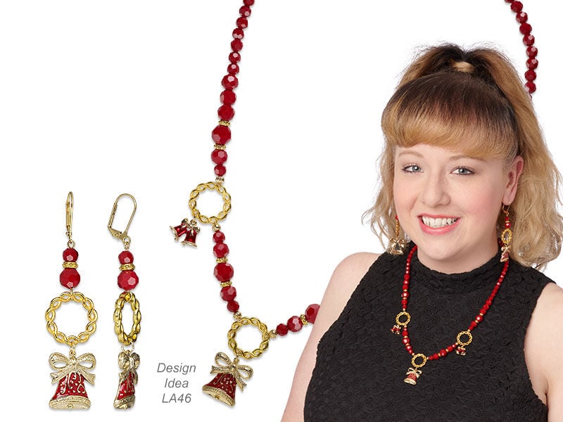 Model wearing earrings made with accuflex beading wire