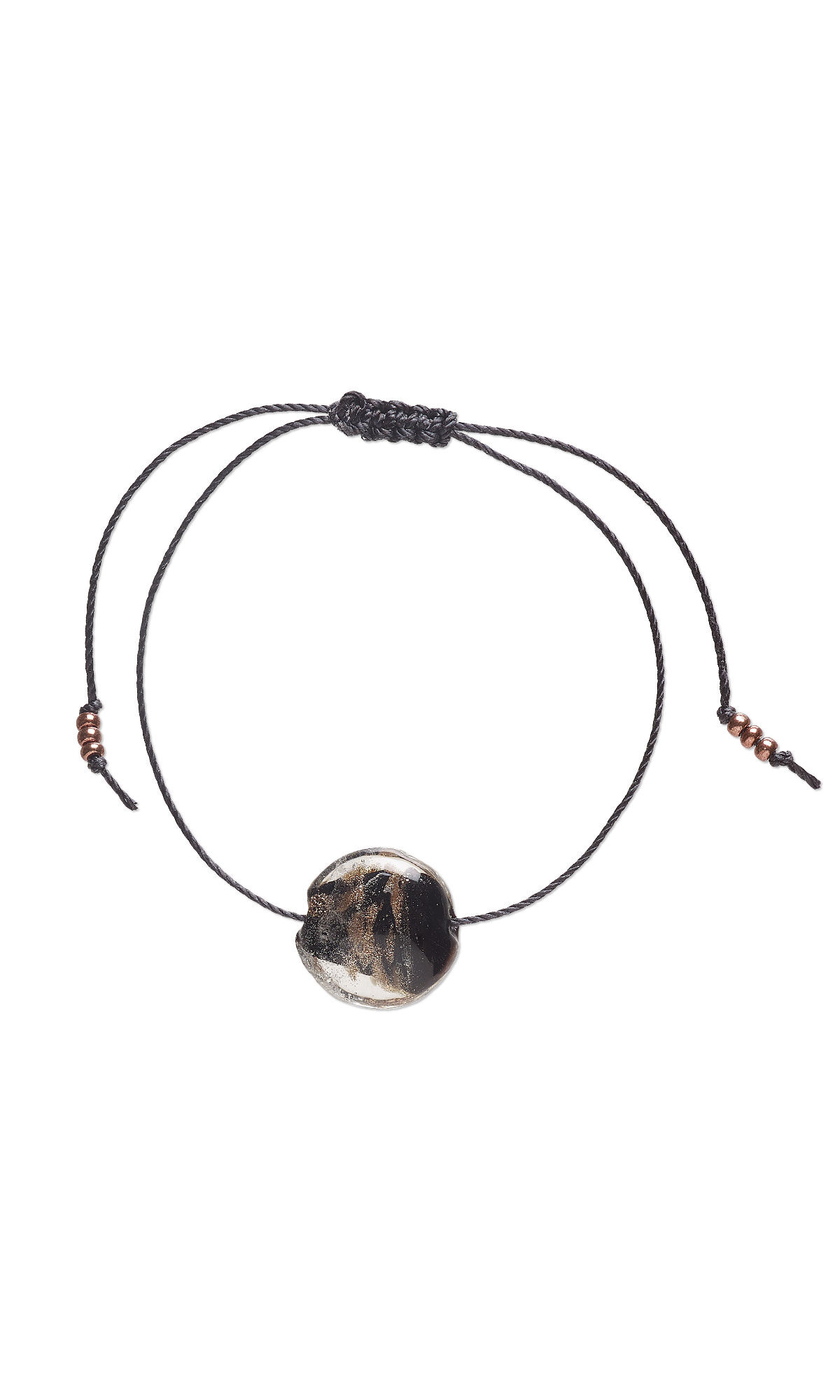 Cord Bracelet with a lampworked glass bead focal