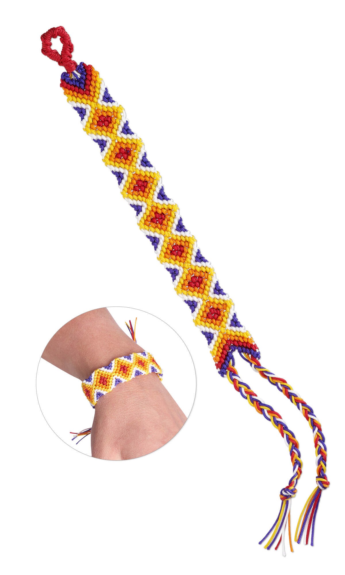 orange, yellow and blue Friendship bracelet