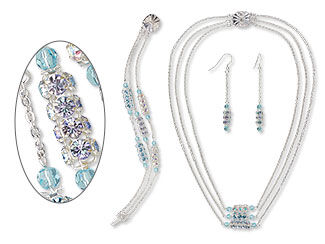 Triple-Strand Necklace, Bracelet and Earring Set