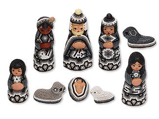 Hand-Beaded Huichol Mexican Folk Art Nativity Set