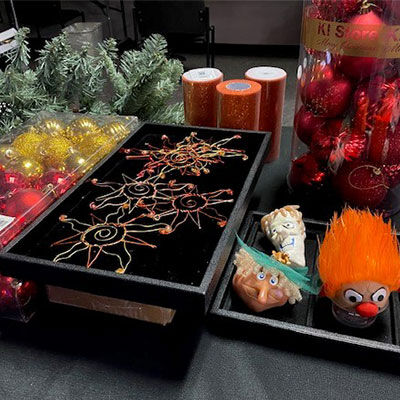 Ornaments on trays