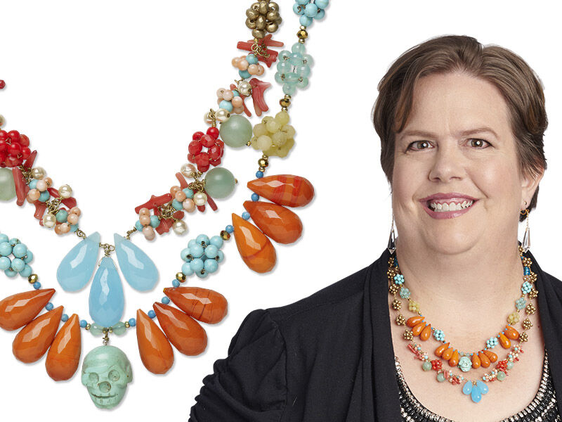 Model wearing a day of the dead jewelry design
