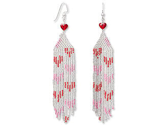 Heart-Themed Fringe Earrings