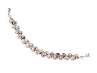 An image of a beaded bracelet with botswana agate and crystal beads