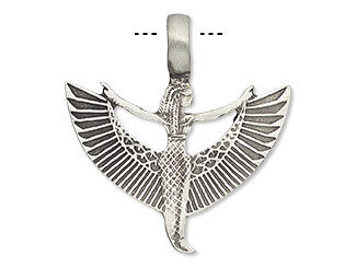 Silver Egyptian goddess charm with outstretched wings