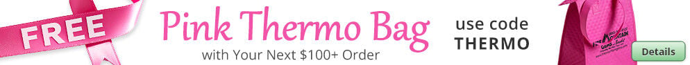 Free Pink Thermo Bag with any purchase of $100 or more. Use the code THERMO at checkout to claim offer. Click for more Details.