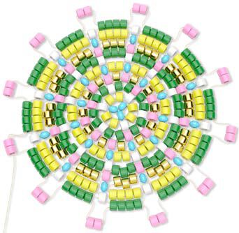 Adding in pink beads