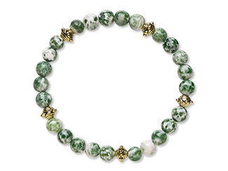 An image of a stretch bracelet made with tree agate beads