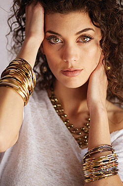 Woman modeling bangles