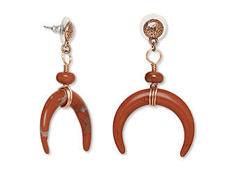 An image of earrings with red jasper naja component