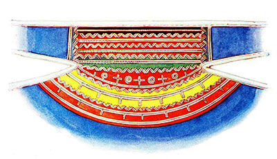 A male metal embroidered (goldwork) collar for the traditional Sámi garment (costume) from Aasele, Västerbotten in Sweden. Courtesy of Wikimedia Commons.