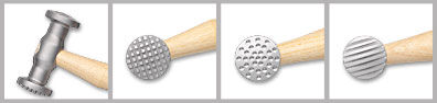 four different textured hammer heads
