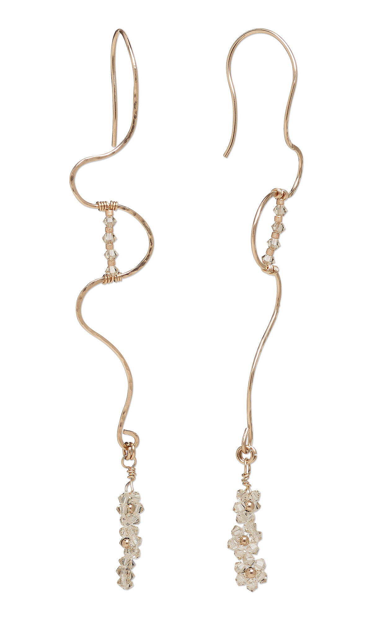 Wire earrings with crystal beads
