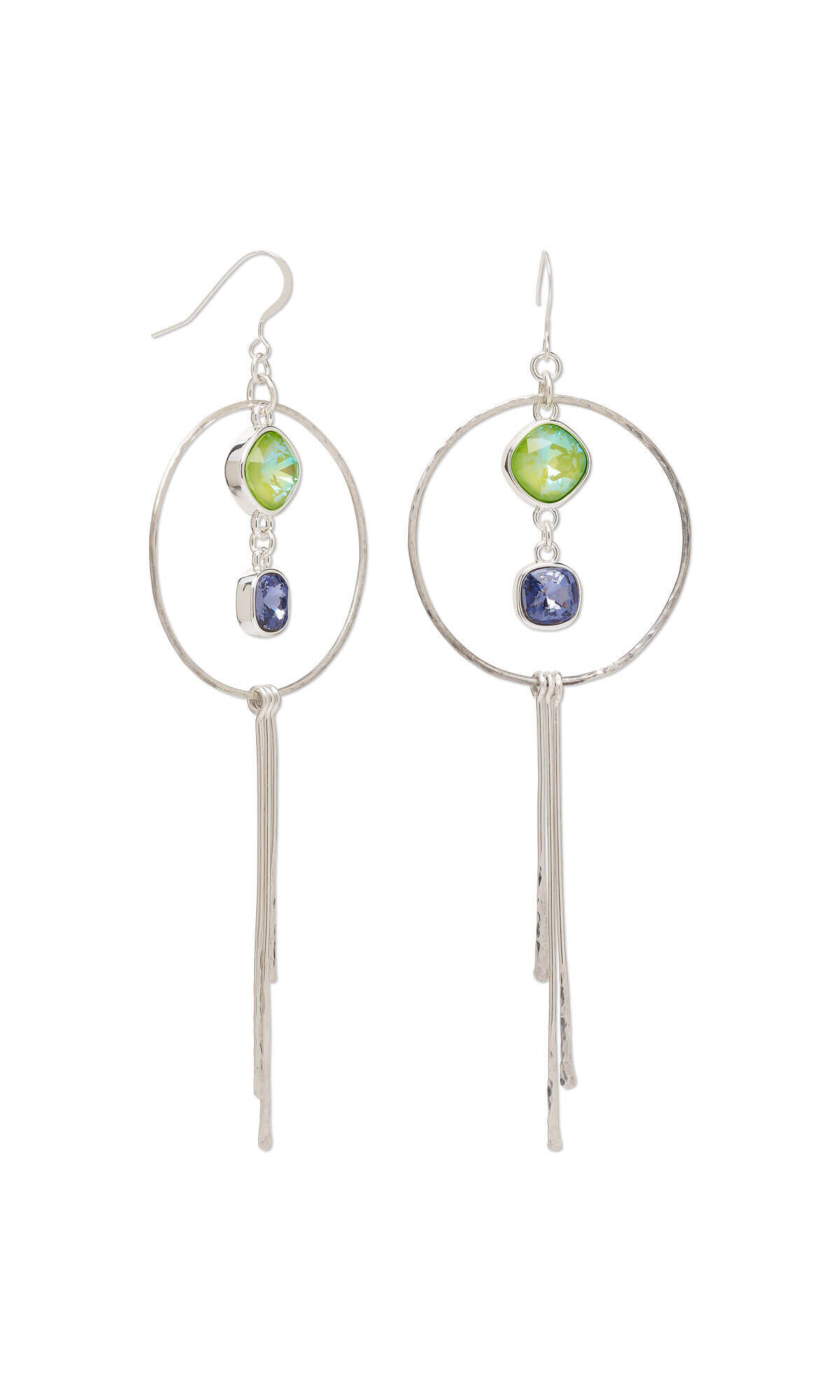 Earrings with crystal stones and metal drops